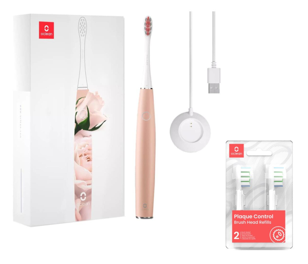 Oclean Air 2 różowy + 2 końcówki kontrola kamienia P1C1 W02 - 1191104 - zdjęcie